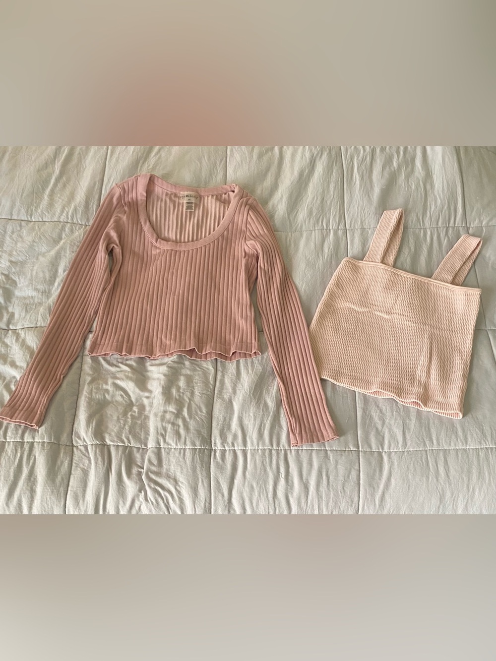 eye candy Pink Ribbed Lettuce-Hem Long Sleeve Crop Top